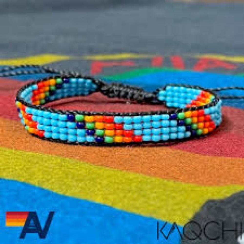 NWT Aviator Nation KAQCHI beaded bracelet + Koozie and stickers!